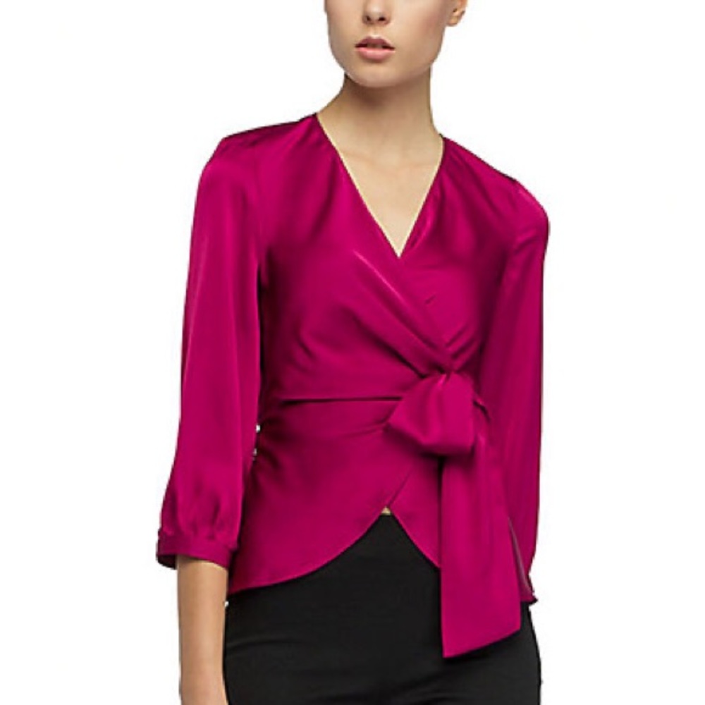 BGL Silky Wrap Top in Pink, New with Tag, Size 6